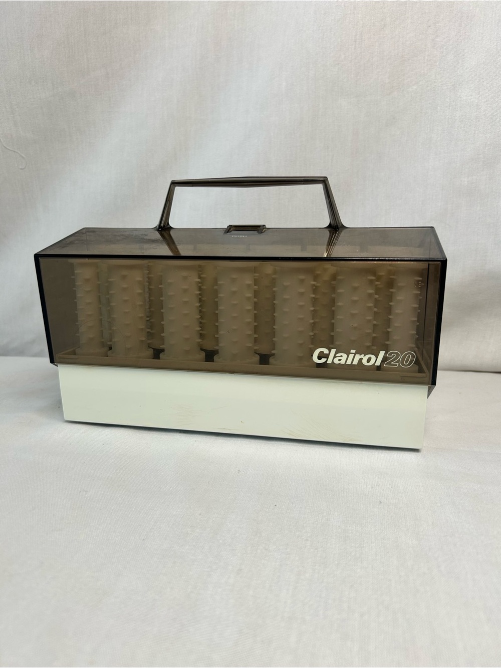 Clairol 20 Roller Storage Case in Brown and White - Portable Hair Organizer